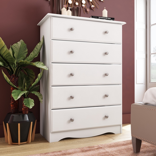 Palace Imports 100% Solid Wood 5-Drawer Chest with Metal or Wooden